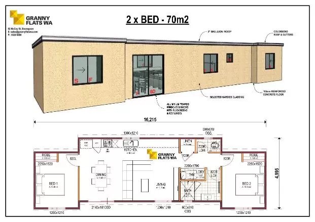 Two Bedroom Granny Flat Design - Warilla