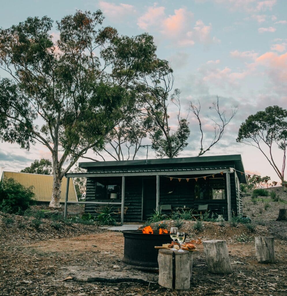 Rural cottage with firepit