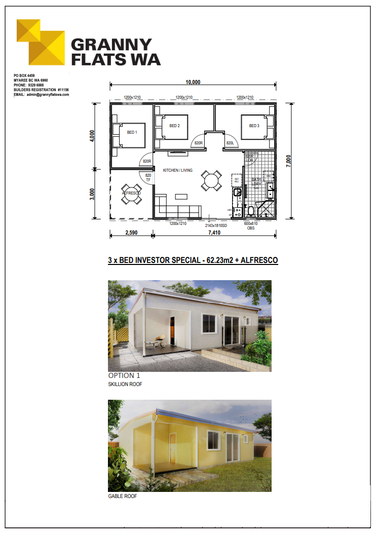 3 x BED INVESTOR SPECIAL - 62.23m2 + ALFRESCO