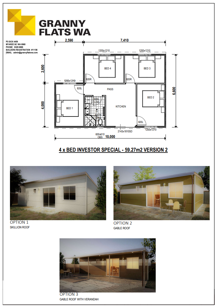 4 x BED INVESTOR SPECIAL - 59.27m2 VERSION 2